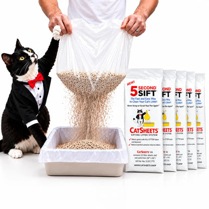 Catsheets Sifting Cat Litter Box Liners | 12 Sifting Disposable Liners with 1 Base - Tear Resistant, Odor-Control & Removable Liner - Fits Standard & Jumbo Boxes - Mess Free Pet Cleaning System for Multi-Cat Clumping & All Litter Types