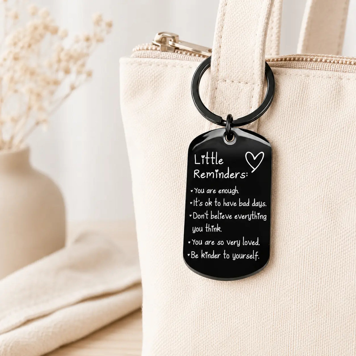 Minimalist Lightweight "You Are Enough" Quote Text Keychain - Women'S Daily Wear Fashion Accessory, Women'S Gifts for Friends