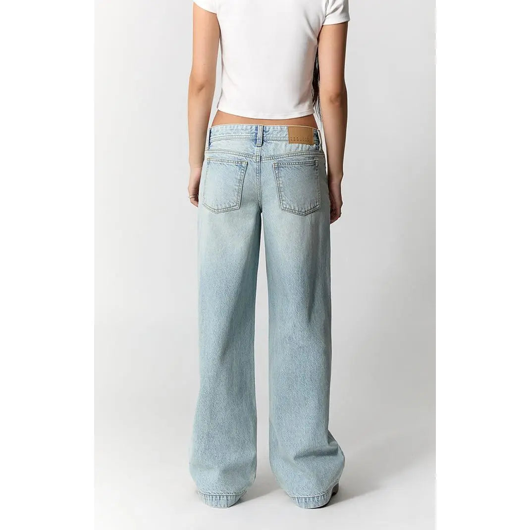 Pacsun Women'S Kaia Ultimate Low Rise Baggy Jeans Light Blue Wash
