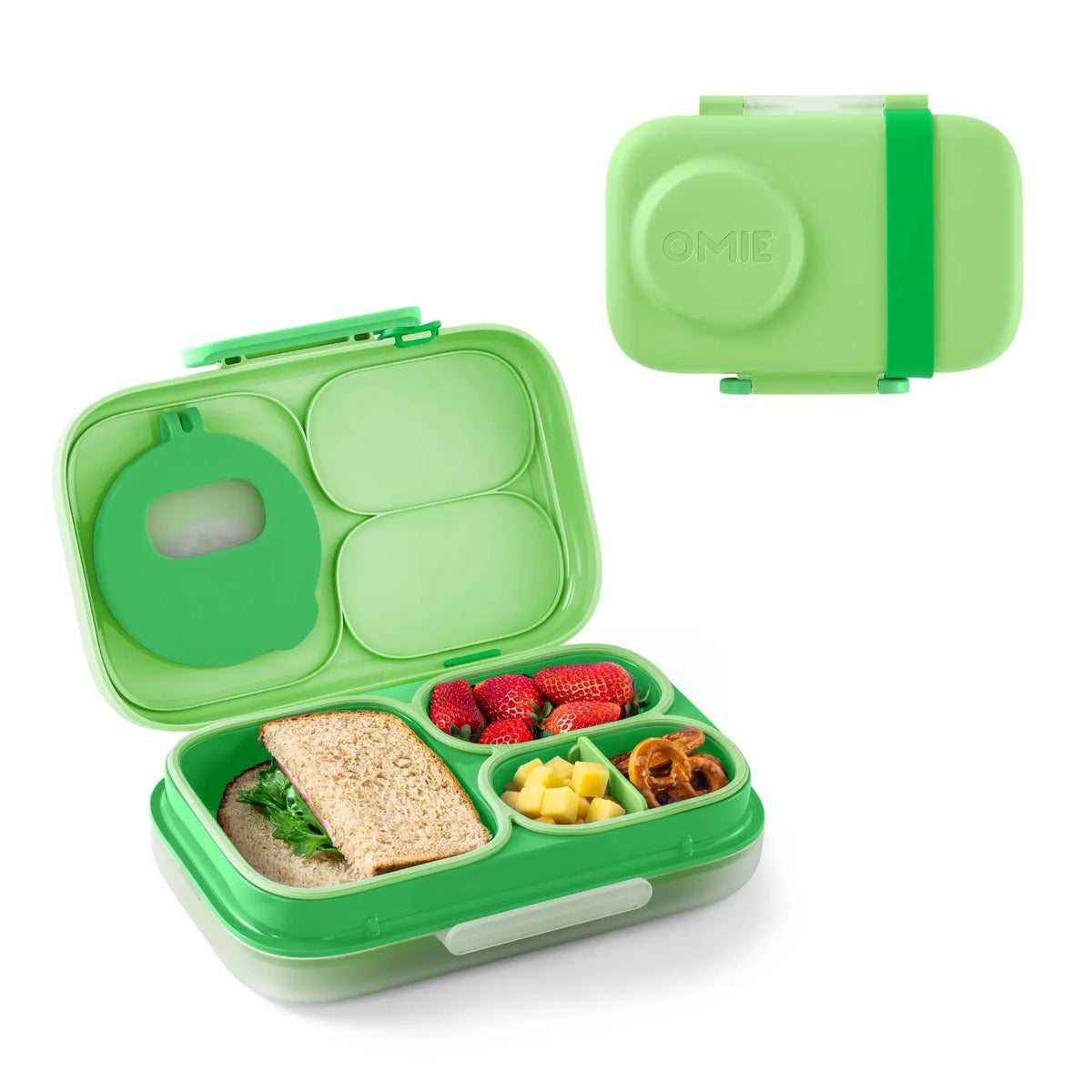 Omiebox Lite Plastic Cold-Lunch Bento Box - Lunch Packing Accessories with Cooling Pack, Treasure Pocket, Meal Prep Snack Containers, Back to School Haul Item, Cute (TTS)