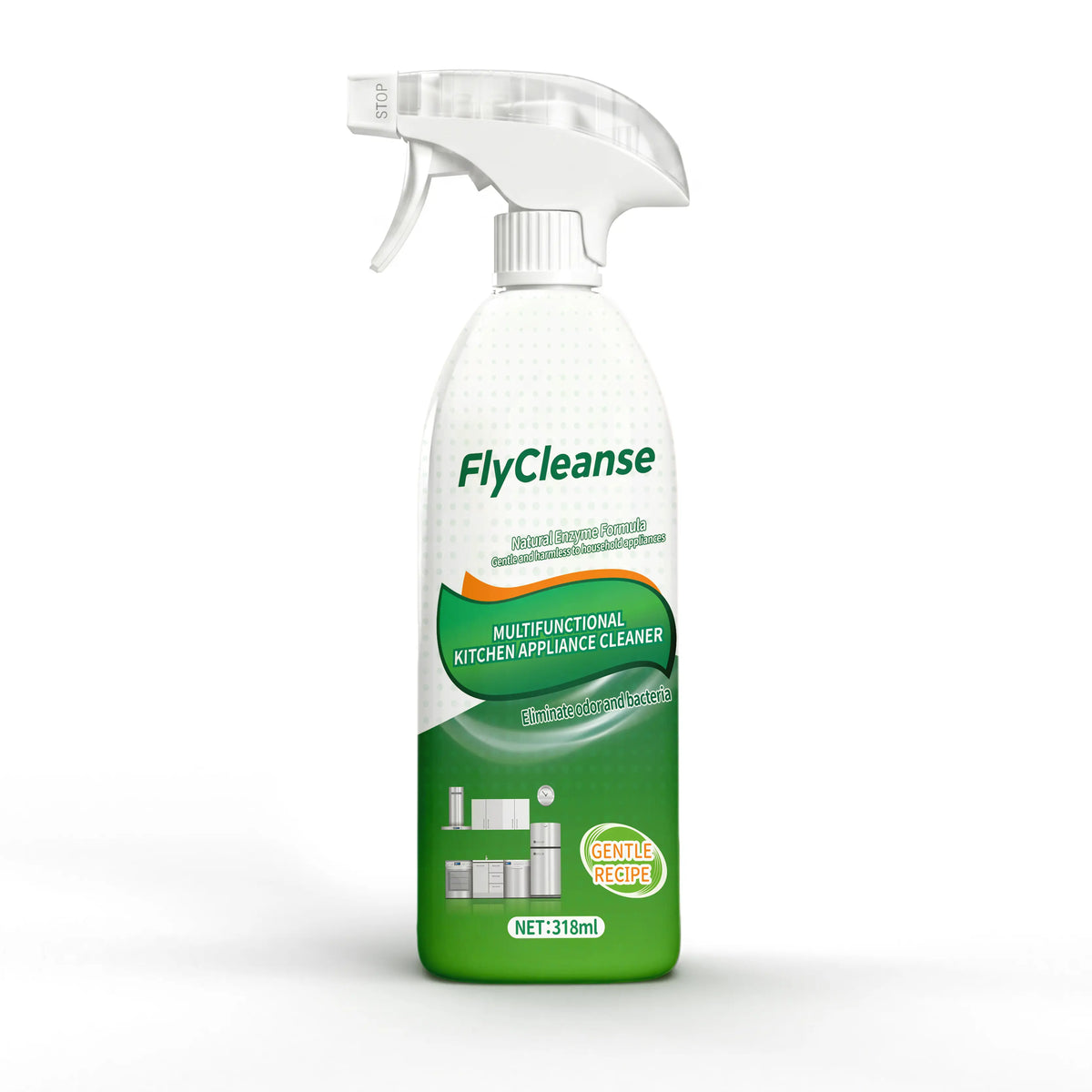 Flycleanse 318Ml Stainless Steel Cleaning Spray Bottle - Household Cleaning Products, Streak-Free All-Purpose Liquid Cleaner for Kitchen Appliances, Stoves, Ovens, Microwaves, Safe Surfaces