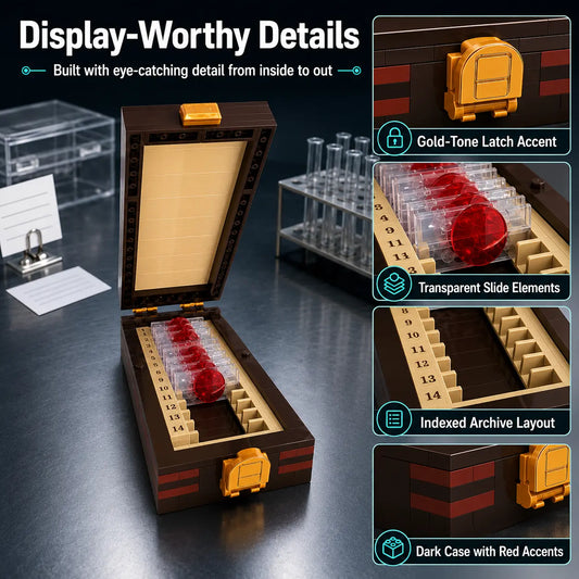 Blood Slide Box Building Set，Forensic Display Model Building Blocks,Openable Forensic Display Model with Numbered Slides,Ideal DIY Christmas Birthday Party Favor Gift for Kids & Adult Collectors to Build and Showcase,Sohochic