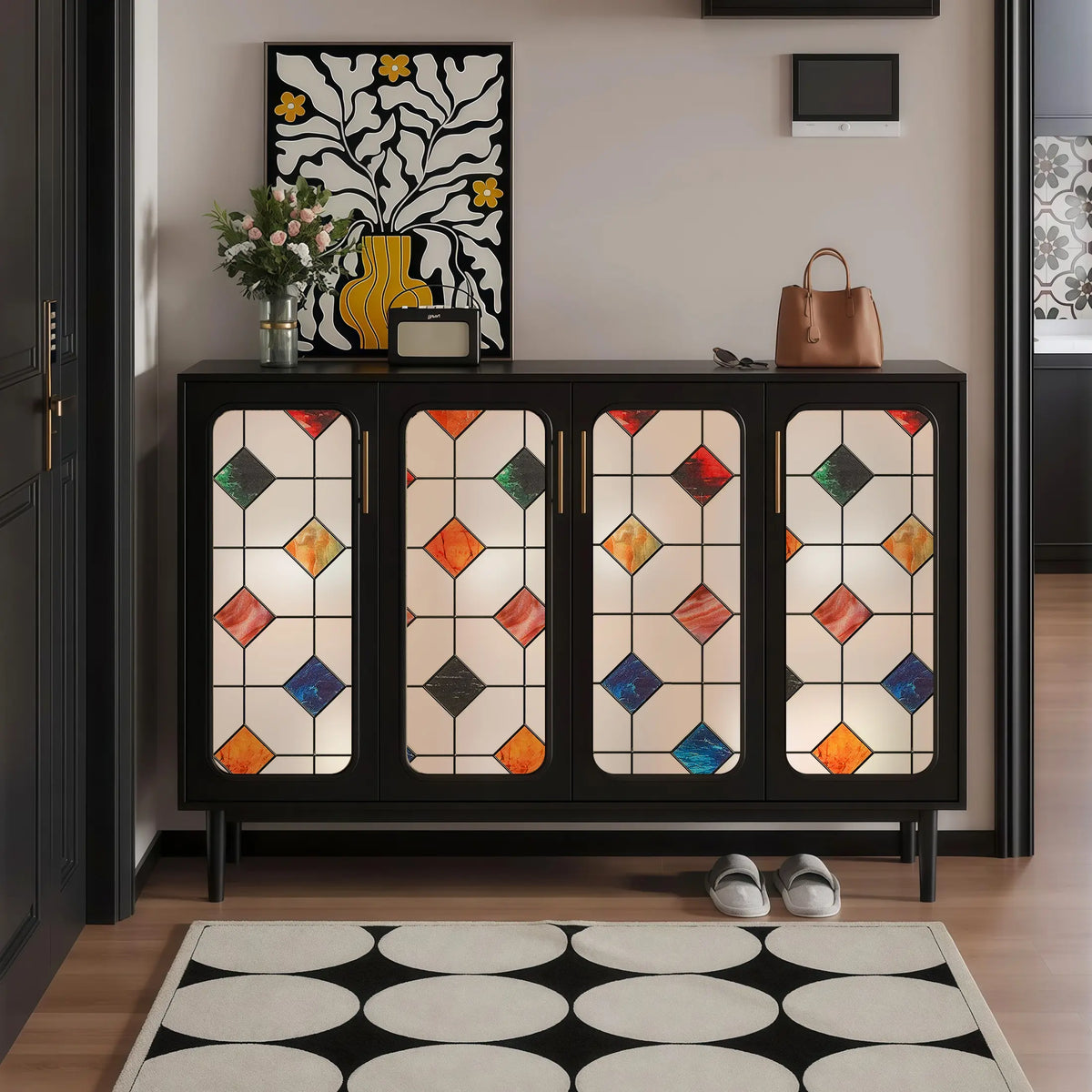 DKTIE 17.7" X 78.7" Agate Stone Lattice Pattern Stained Glass Privacy Window Film, Anti-Uv & Heat Blocking, Easy Install Electrostatic Cling, Deliver Installation Tools