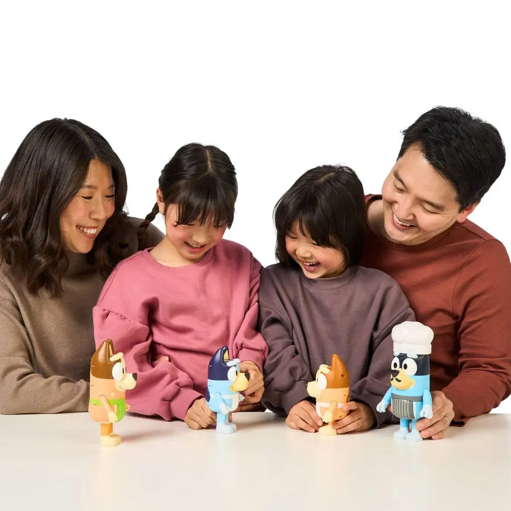 4Pc Bluey Cooking Fun with the Heelers Chat Mates Figure Set - Ten Phrases Each