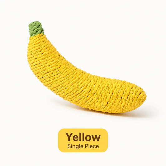 Sisal Fruit Interactive Cat Chewing Toy - 40G, Compact, Carryable, Cute Banana Design, Textured for Biting, Batting, Scratching, Indoor Play (Yellow/Green)