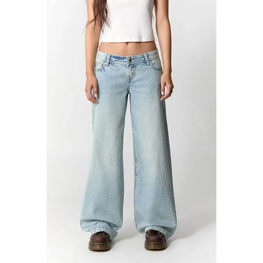 Pacsun Women'S Kaia Ultimate Low Rise Baggy Jeans Light Blue Wash