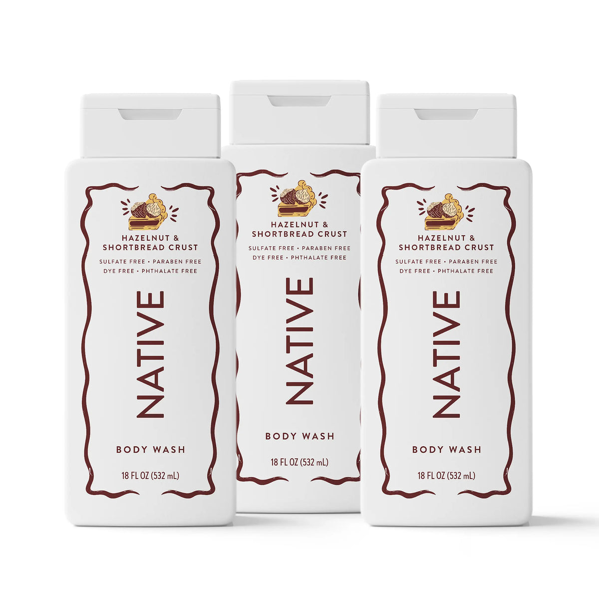 NATIVE Body Wash Discovery Trio – 3-Pack, 18 Oz, Rich Lather, Gentle Cleanse, 24HR Freshness