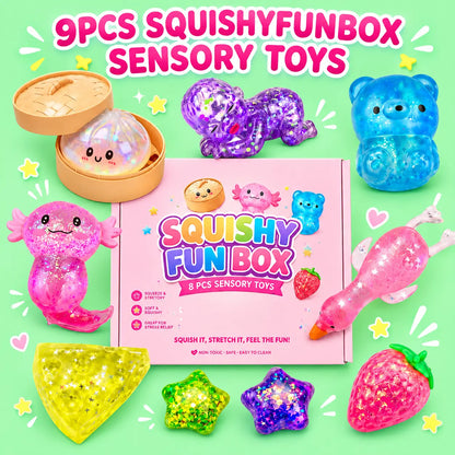 5 PCS Halloween Squishy Fun Box Sensory Toys, Slow Rising Ghost & Malt Sugar Texture Glitter Pumpkin Squishies, Soft Stretchy Squeeze Fidget Toys for Stress Relief, Halloween Gifts & Goodie Bag Stuffers, Kids Adults Trick or Treat Party Favors Backtoschoo