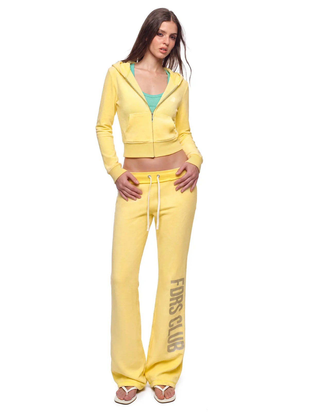 FDR Women’S Candy Color Long Sleeve Top, Tank Top and Low Rise Flare Pants Set, Fitted Y2K Casual Matching Three-Piece Outfit