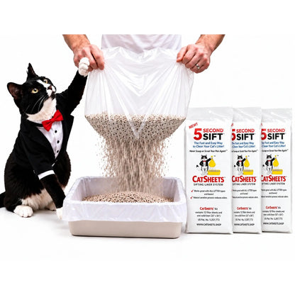 Catsheets Sifting Cat Litter Box Liners | 12 Sifting Disposable Liners with 1 Base - Tear Resistant, Odor-Control & Removable Liner - Fits Standard & Jumbo Boxes - Mess Free Pet Cleaning System for Multi-Cat Clumping & All Litter Types