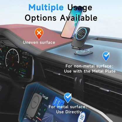 Magsafe Magnetic Car Phone Mount, Dual-Sided 20Kg Strong Magnetic Phone Holder, Ultra-Thin Anti-Shake Dashboard Mount, 270°/360° Adjustable Rotation, No-View-Blocking Design, Compatible with Iphone 17 Pro Max & Most Smartphones