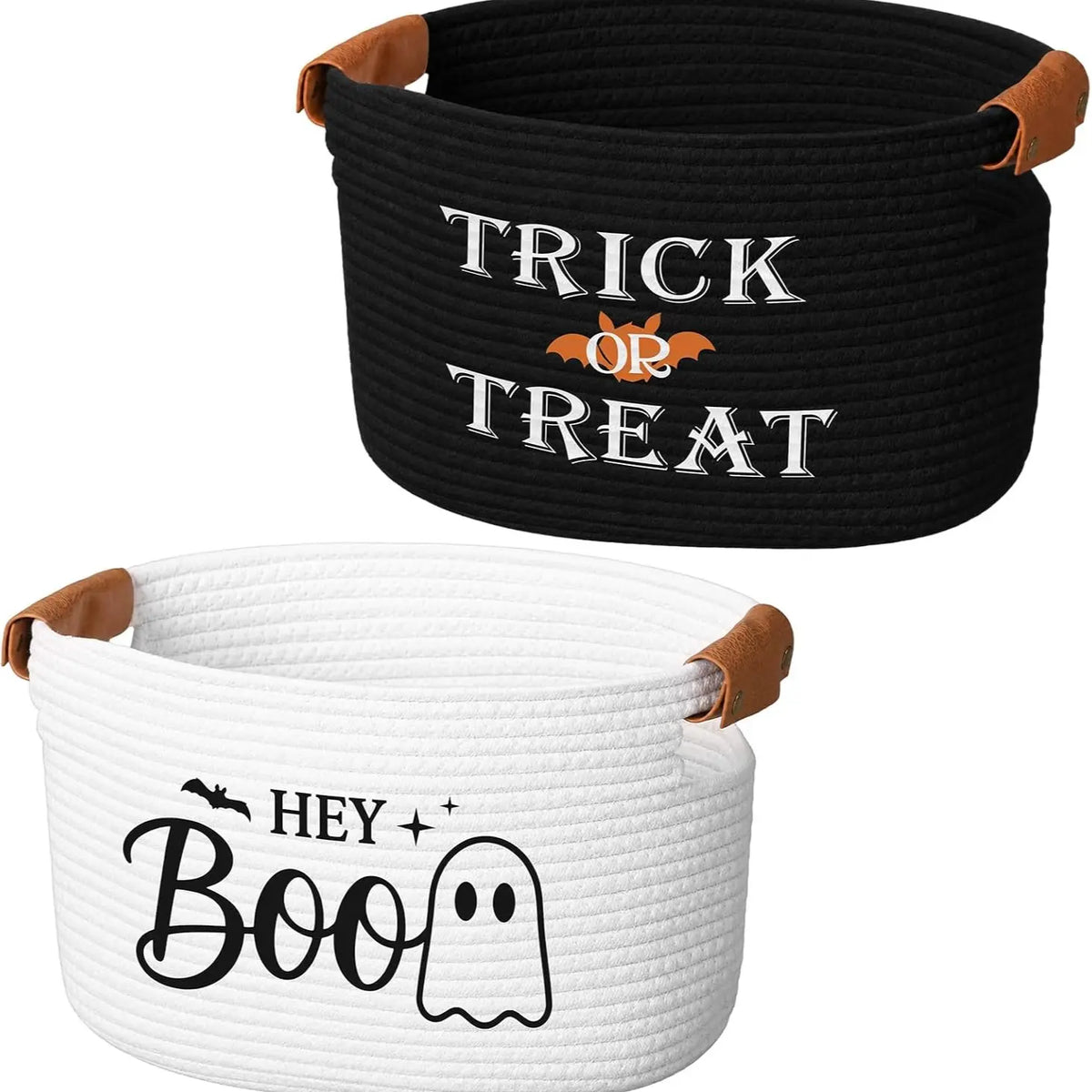 Gejoy Large Boo Basket with Handles for Halloween Spooky Face Boo Basket Cute Halloween Boo Basket Boo Woven Trick or Treat Gift Organizer for Halloween Party Favors, Spooky Gift Basket for Girlfriends Adults Her Bestie Teens Boyfriends Girls Sister Mom