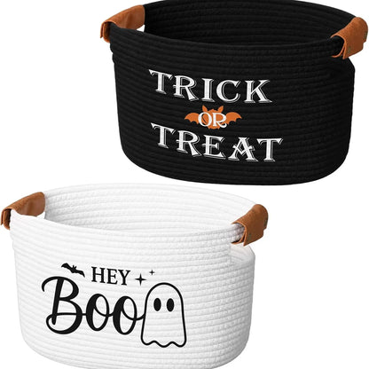 Gejoy Large Boo Basket with Handles for Halloween Spooky Face Boo Basket Cute Halloween Boo Basket Boo Woven Trick or Treat Gift Organizer for Halloween Party Favors, Spooky Gift Basket for Girlfriends Adults Her Bestie Teens Boyfriends Girls Sister Mom