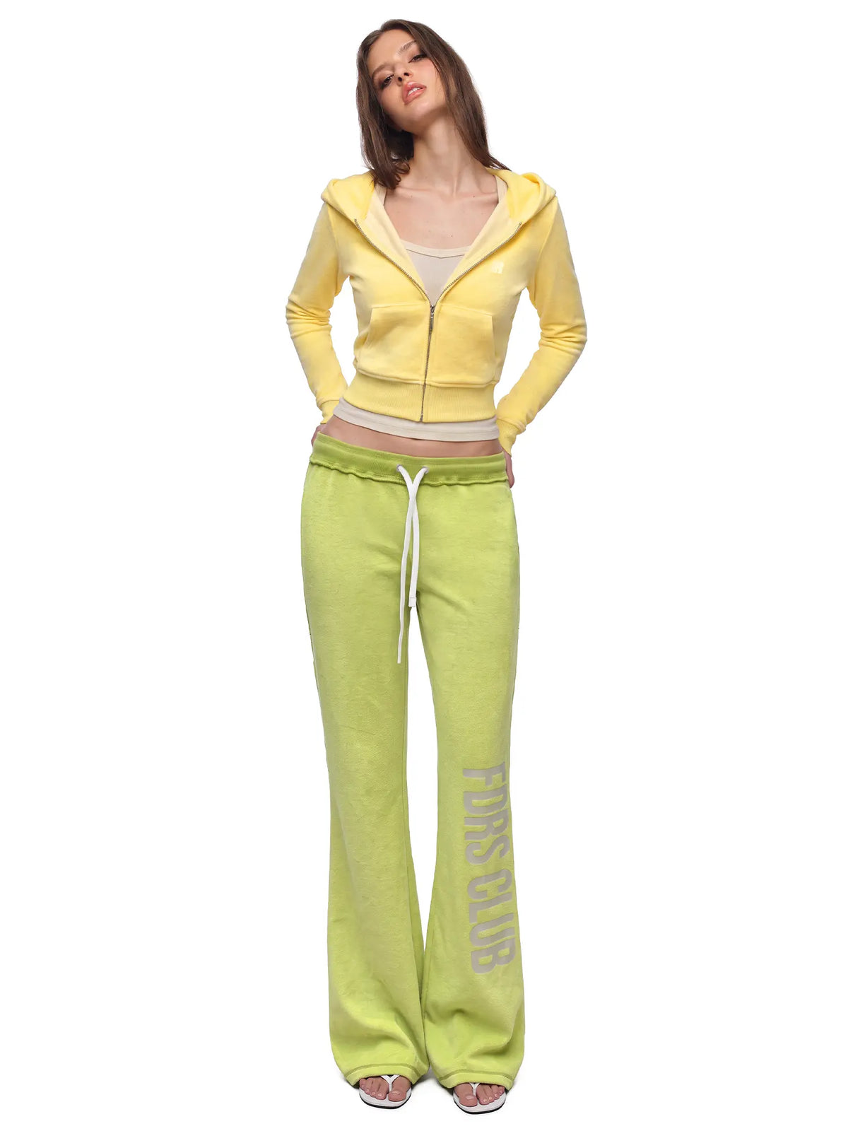 FDR Women’S Candy Color Long Sleeve Top, Tank Top and Low Rise Flare Pants Set, Fitted Y2K Casual Matching Three-Piece Outfit