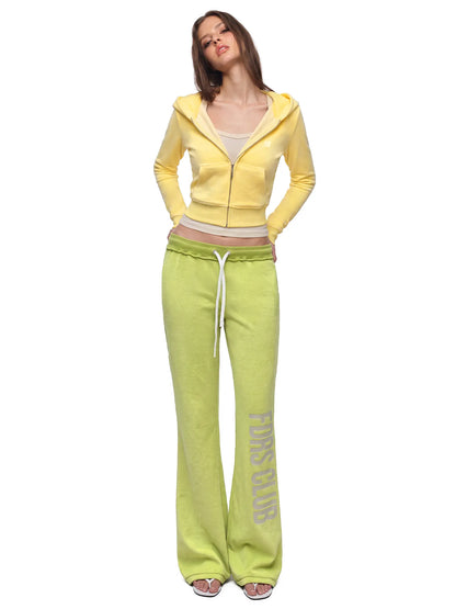 FDR Women’S Candy Color Long Sleeve Top, Tank Top and Low Rise Flare Pants Set, Fitted Y2K Casual Matching Three-Piece Outfit