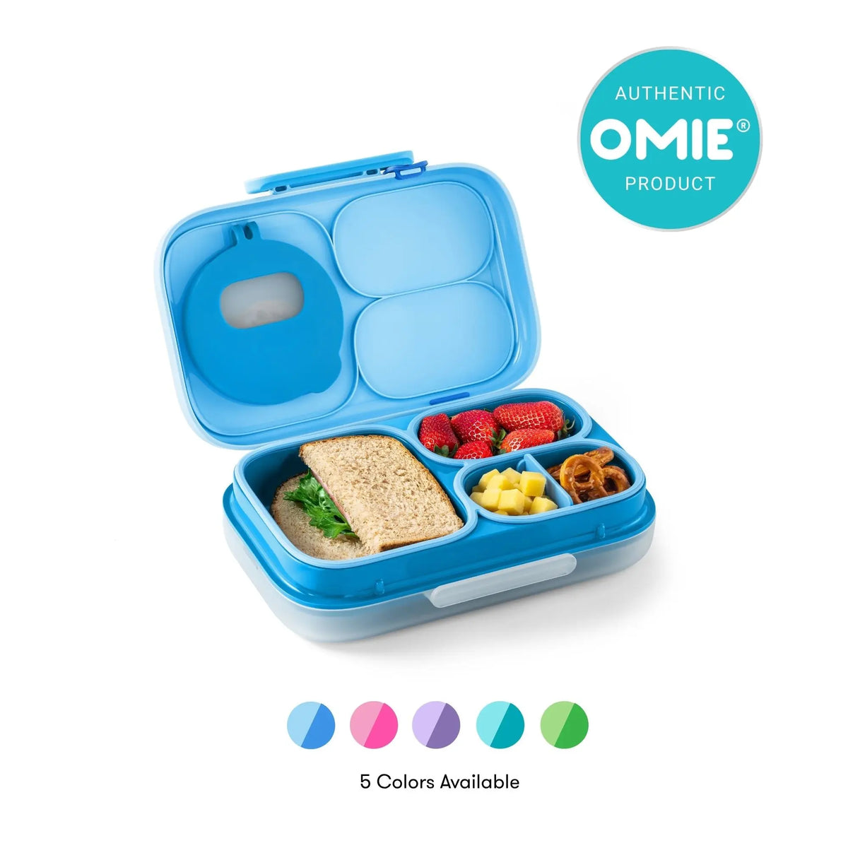 Omiebox Lite Plastic Cold-Lunch Bento Box - Lunch Packing Accessories with Cooling Pack, Treasure Pocket, Meal Prep Snack Containers, Back to School Haul Item, Cute (TTS)