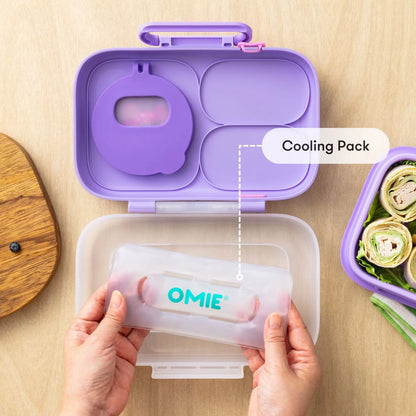 Omiebox Lite Plastic Cold-Lunch Bento Box - Lunch Packing Accessories with Cooling Pack, Treasure Pocket, Meal Prep Snack Containers, Back to School Haul Item, Cute (TTS)