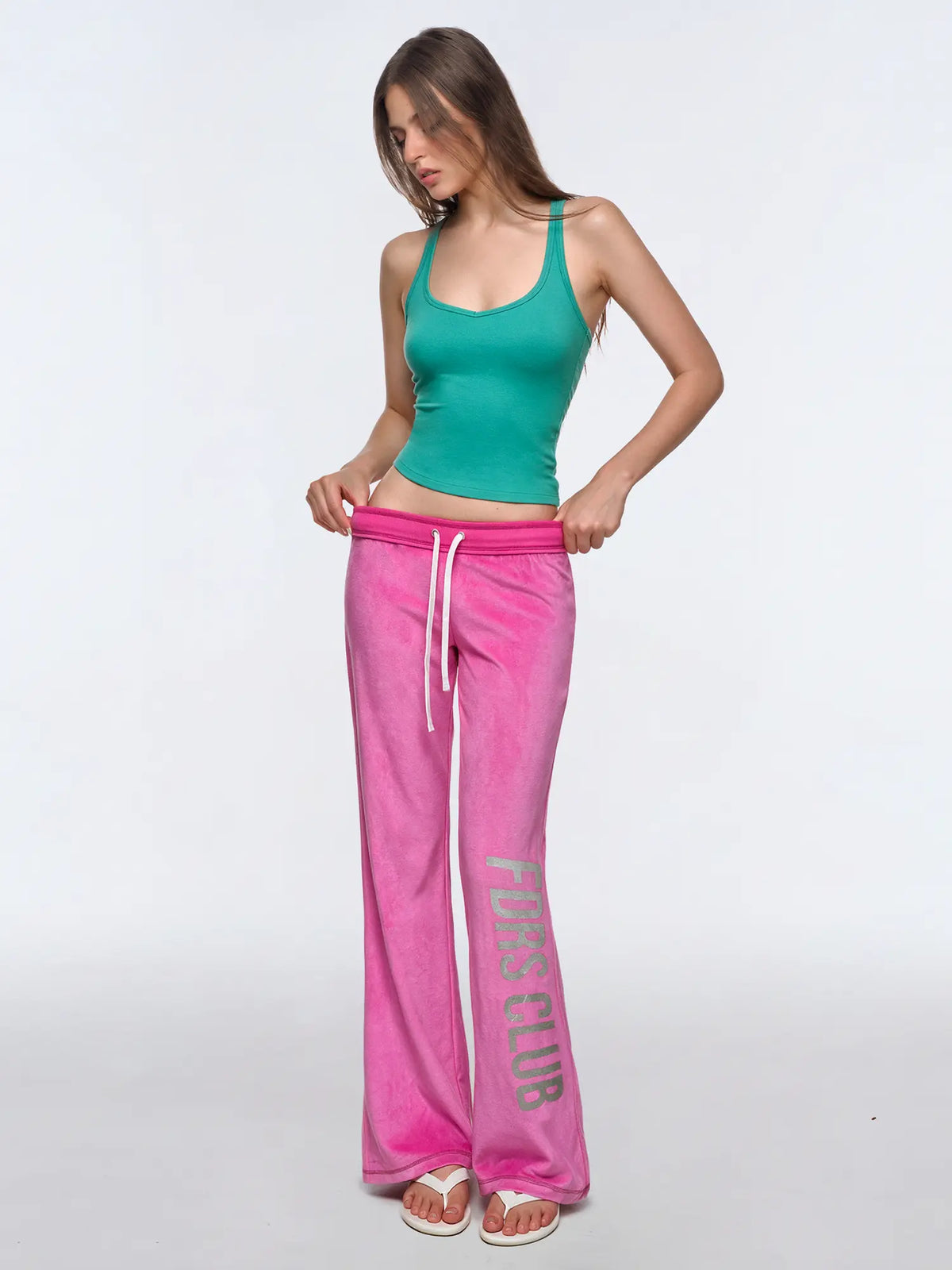 FDR Women’S Candy Color Long Sleeve Top, Tank Top and Low Rise Flare Pants Set, Fitted Y2K Casual Matching Three-Piece Outfit