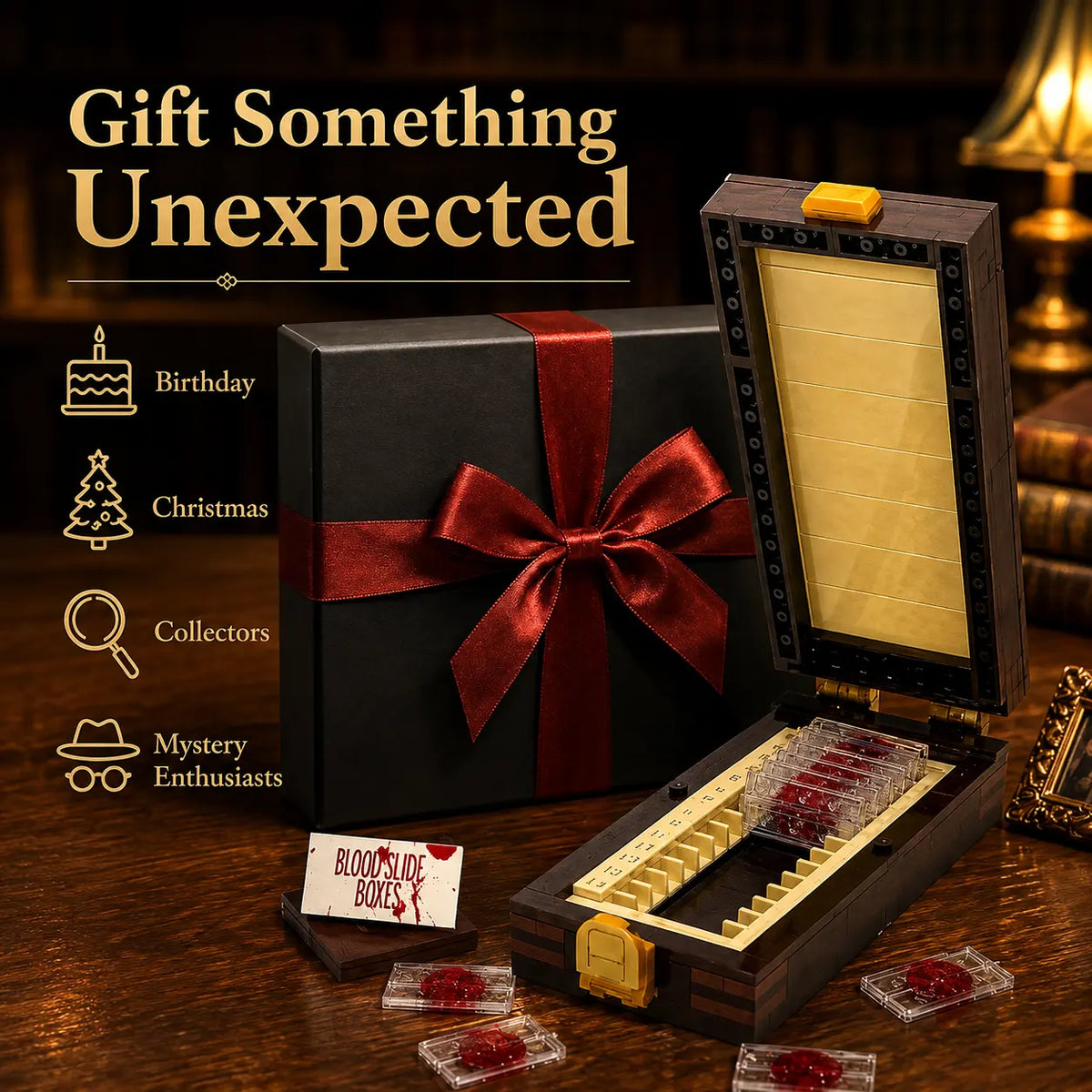 Blood Slide Box Building Set，Forensic Display Model Building Blocks,Openable Forensic Display Model with Numbered Slides,Ideal DIY Christmas Birthday Party Favor Gift for Kids & Adult Collectors to Build and Showcase,Sohochic