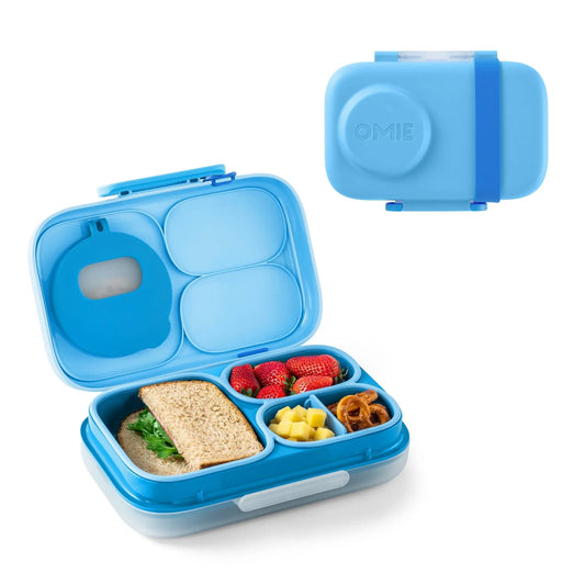 Omiebox Lite Plastic Cold-Lunch Bento Box - Lunch Packing Accessories with Cooling Pack, Treasure Pocket, Meal Prep Snack Containers, Back to School Haul Item, Cute (TTS)