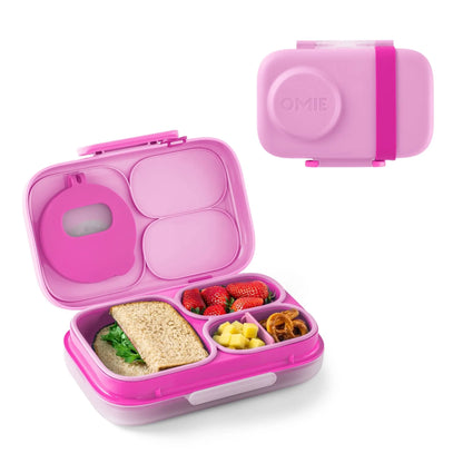 Omiebox Lite Plastic Cold-Lunch Bento Box - Lunch Packing Accessories with Cooling Pack, Treasure Pocket, Meal Prep Snack Containers, Back to School Haul Item, Cute (TTS)