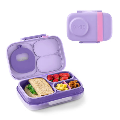 Omiebox Lite Plastic Cold-Lunch Bento Box - Lunch Packing Accessories with Cooling Pack, Treasure Pocket, Meal Prep Snack Containers, Back to School Haul Item, Cute (TTS)