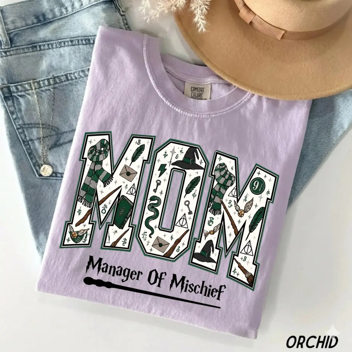 Comfort Colors Mom Manager of Mischief Shirt, Magical Wizard Mom Graphic Tee, Fantasy Halloween Family T-Shirt, Wizard Mom Gift