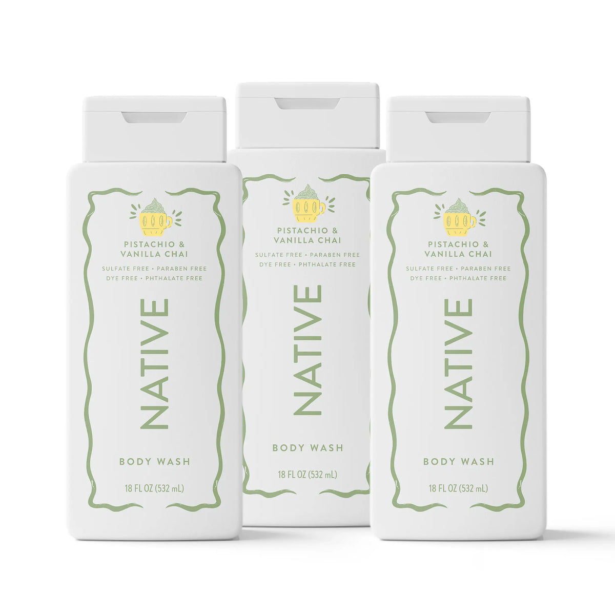 NATIVE Body Wash Discovery Trio – 3-Pack, 18 Oz, Rich Lather, Gentle Cleanse, 24HR Freshness