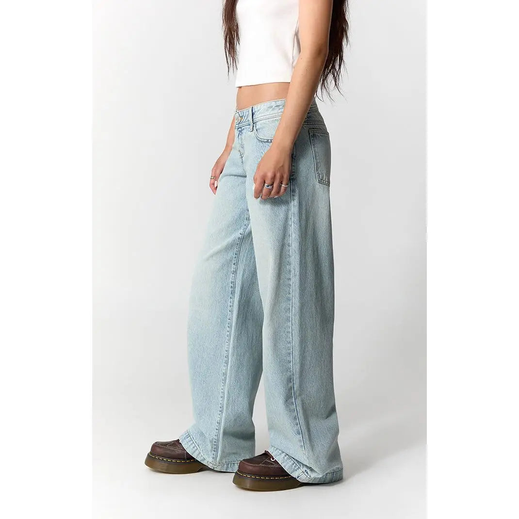 Pacsun Women'S Kaia Ultimate Low Rise Baggy Jeans Light Blue Wash