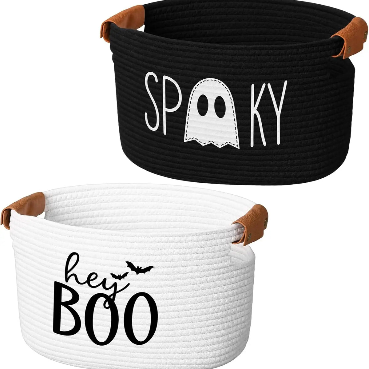 Gejoy Large Boo Basket with Handles for Halloween Spooky Face Boo Basket Cute Halloween Boo Basket Boo Woven Trick or Treat Gift Organizer for Halloween Party Favors, Spooky Gift Basket for Girlfriends Adults Her Bestie Teens Boyfriends Girls Sister Mom