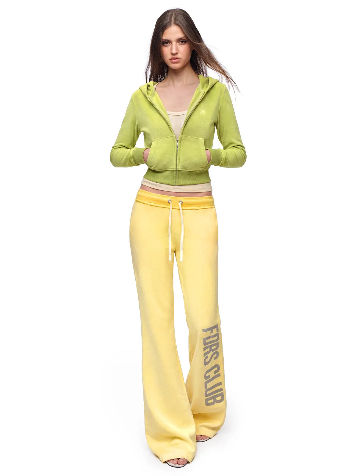 FDR Women’S Candy Color Long Sleeve Top, Tank Top and Low Rise Flare Pants Set, Fitted Y2K Casual Matching Three-Piece Outfit