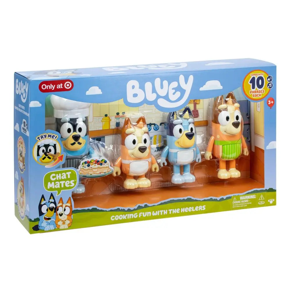 4Pc Bluey Cooking Fun with the Heelers Chat Mates Figure Set - Ten Phrases Each