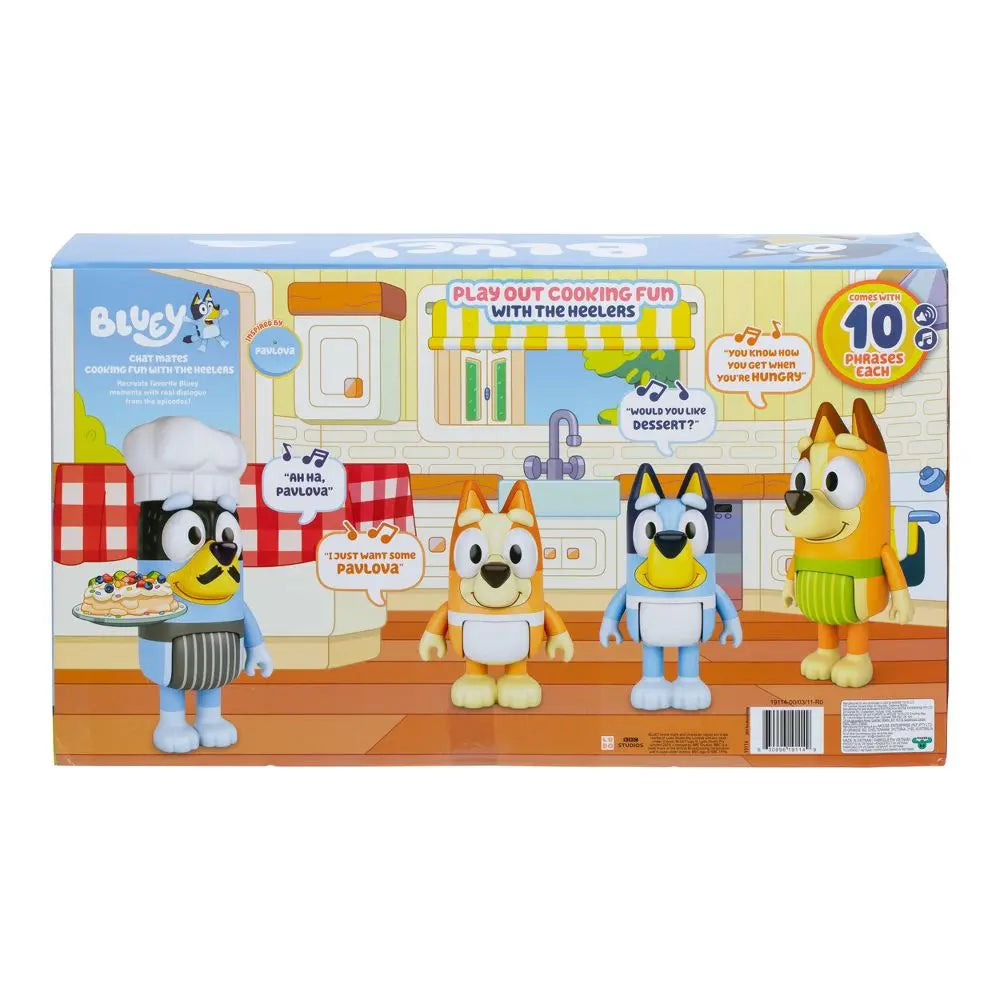 4Pc Bluey Cooking Fun with the Heelers Chat Mates Figure Set - Ten Phrases Each